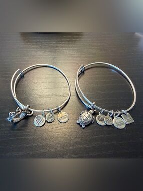 🐢👑 Alex and Ani Bangle Bundle — Sea Turtle & Crown Charm Bracelets